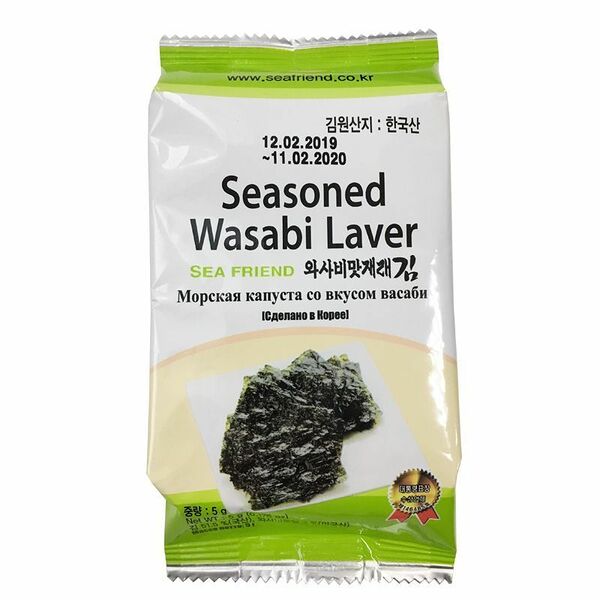 Морская капуста обжаренная со вкусом васаби 5 г