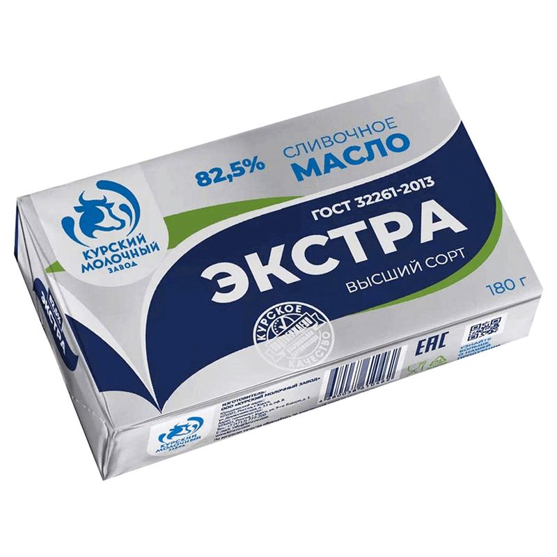 

Масло сладкосливочное Курский МЗ Экстра несолёное 82.5% 180 г