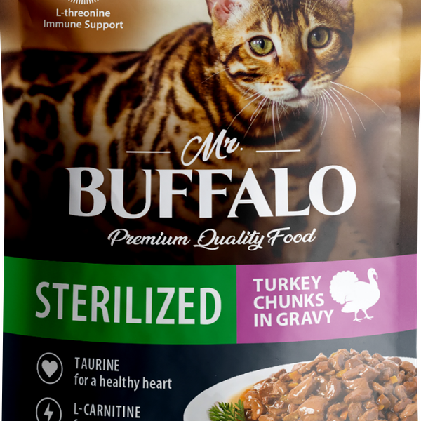 Корм для кошек Mr.Buffalo Sterilized индейка в соусе пауч