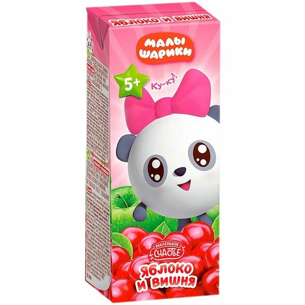 Нектар Маленькое счастье Малышарики яблоко-вишня для детского питания 200 мл
