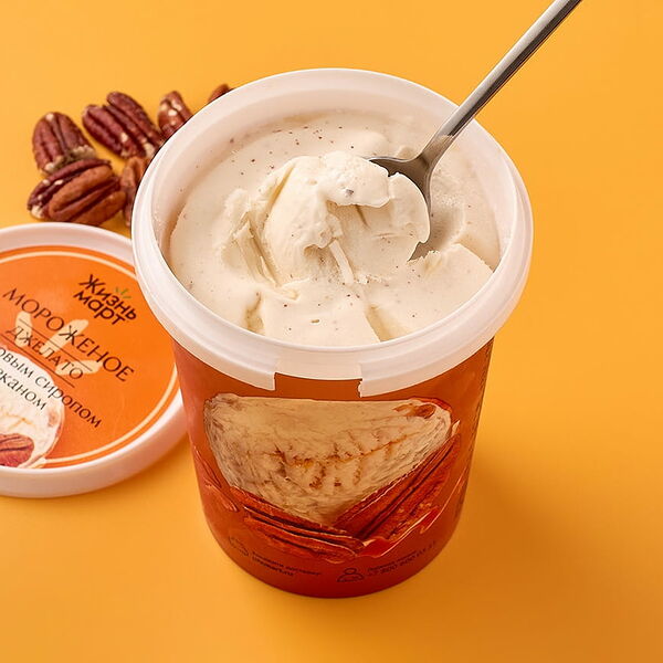 Мороженое молочное Джелато с кленовым сиропом и пеканом