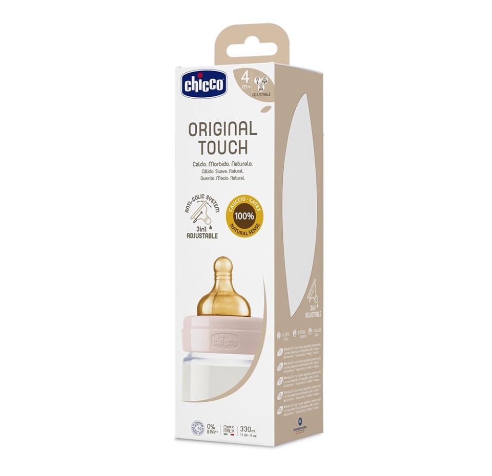 

Бутылочка Original Touch Girl 4 мес. + латексная соска, РР, Chicco, 330 мл, Италия