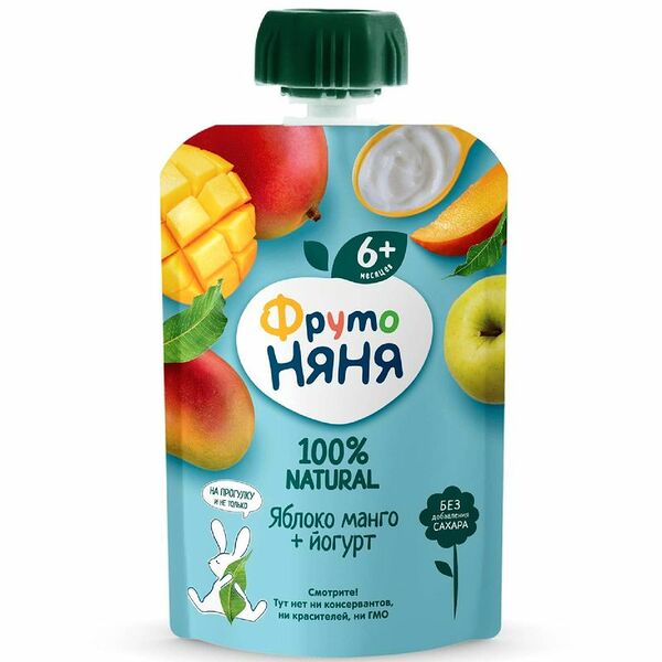 Пюре ФрутоНяня яблоко-манго с йогуртом с 6 месяцев, 90г