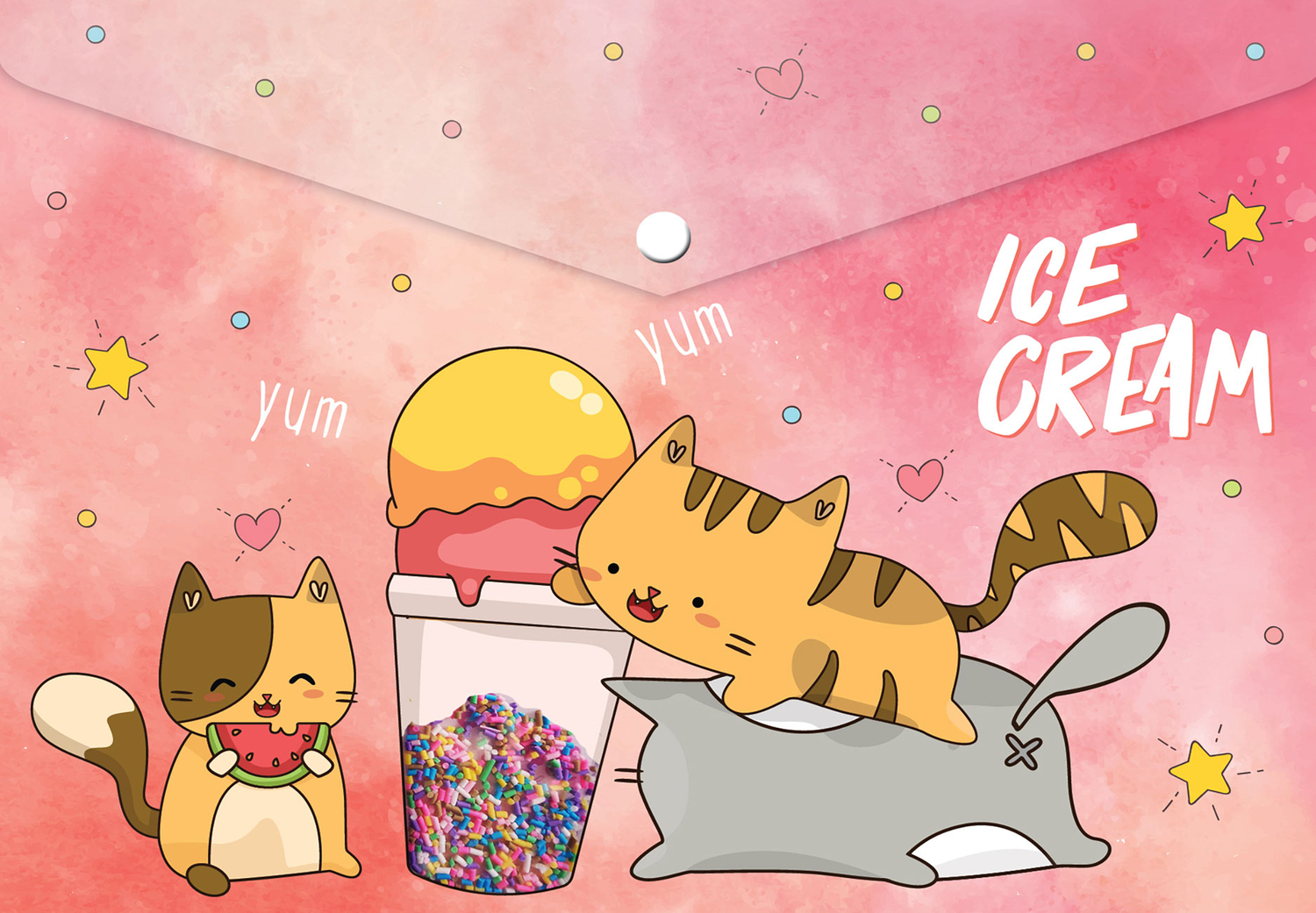 

Папка для тетрадей Colorio Котик-сладкоежка А4 на кнопке Арт. COIB-CS2-ENV2