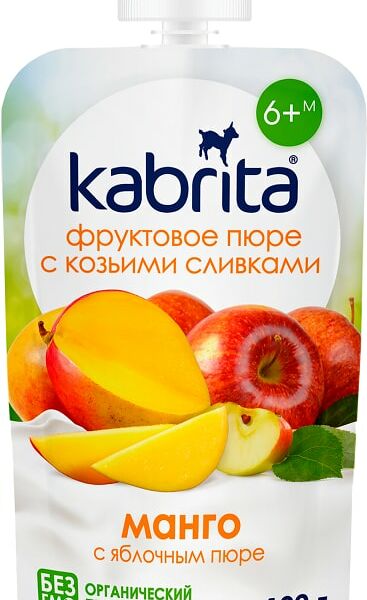 Пюре Kabrita с козьими сливками Манго с яблочным пюре 100г