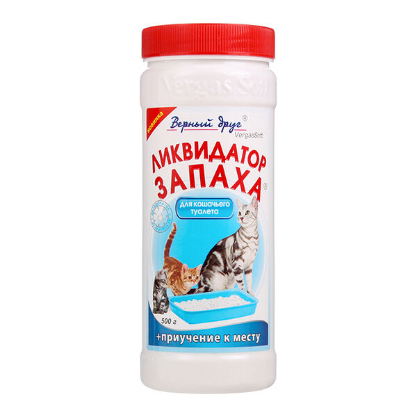 Верный друг Порошок Ликвидатор запаха для кошачьих туалетов + приучение к месту, 500 г