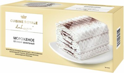Мороженое Cuisine Royale пломбир ванильный с прослойками шоколадной глазури 12% 450г