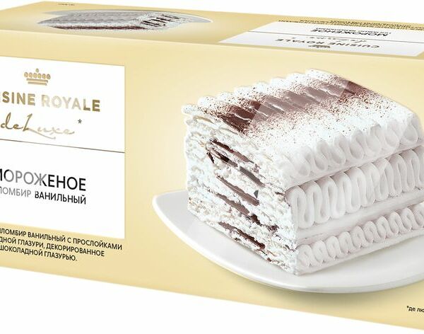 Мороженое Cuisine Royale пломбир ванильный с прослойками шоколадной глазури 12% 450г