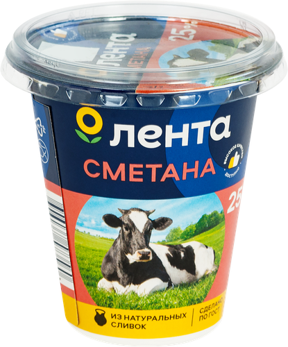 

Сметана ЛЕНТА 25%, без змж, 300г