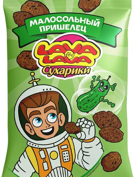Сухарики Lava Lava Ржаные Малосольный пришелец 30г