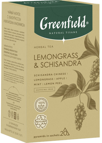 

Чайный напиток Greenfield Natural Tisane Лемонграсс, Китайский лимонник 20 шт х 1.8 г