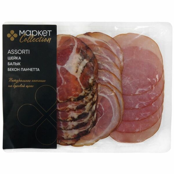 Продукт мясной Шейка-Балык-Бекон Панчетта сырокопченый Маркет Collection, 120г