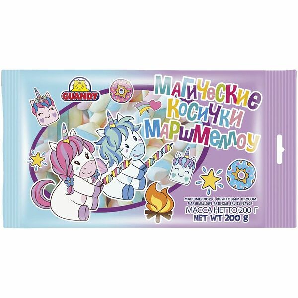 Маршмеллоу Волшебная Страна Магические косички с фруктовым вкусом, 200г