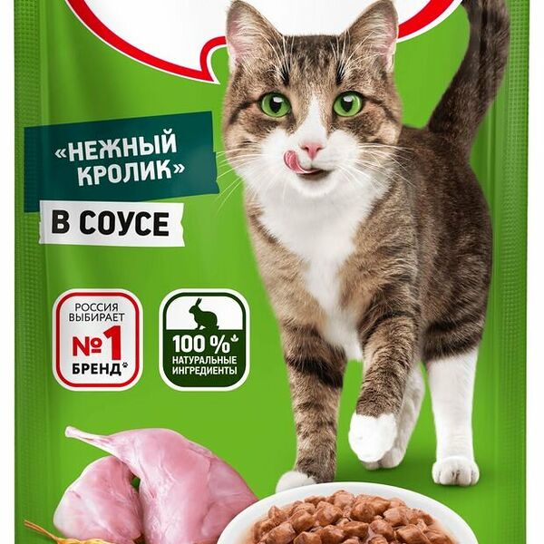Влажный корм для кошек Kitekat (кусочки в соусе) Кролик