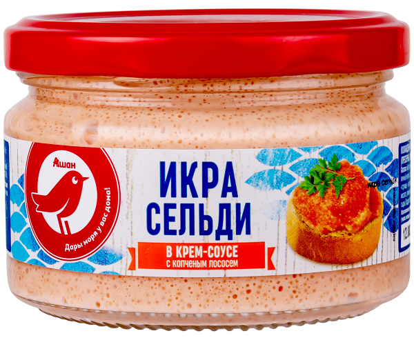 Икра рыбная Ашан Красная птица с кусочками копченого лосося