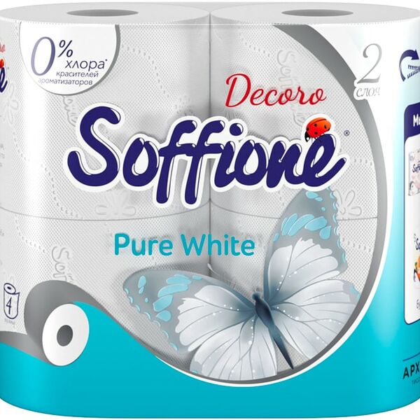 Туалетная бумага Soffione Pure White 2 слоя 4 рулона