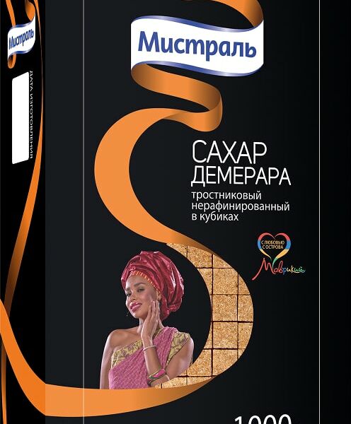 Сахар Мистраль Демерара тростниковый нерафинированный в кубиках 1кг