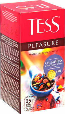 Чай черный Tess Pleasure с шиповником и яблоком 25пак*1.5г