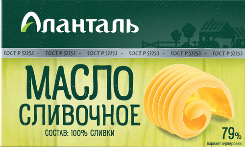 

Масло сливочное Аланталь Высшего сорта 79% 180 г