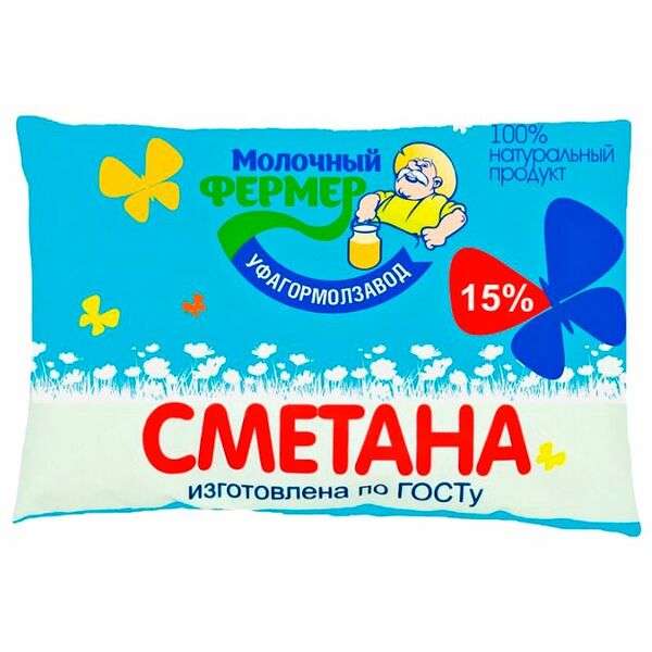 Сметана Молочный фермер 15%, 200г
