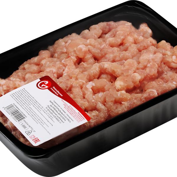 Фарш куриный НОВОСИБИРСКАЯ ПТИЦЕФАБРИКА рубленый натуральный охл. подложка вес до 1.0 кг