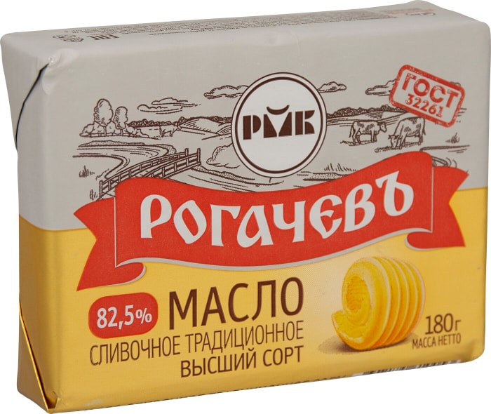 

Масло сливочное Рогачев традиционное 82.5% 180 г