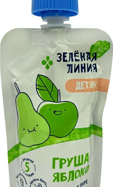 Пюре Зеленая Линия Груша яблоко гомогенизированное с 5 месяцев 90г