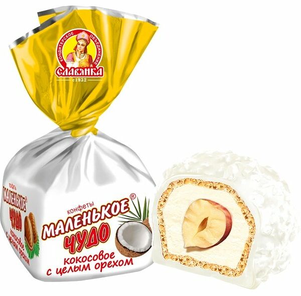 Конфеты Славянка Маленькое чудо, кремовая начинка, кокосовый вкус