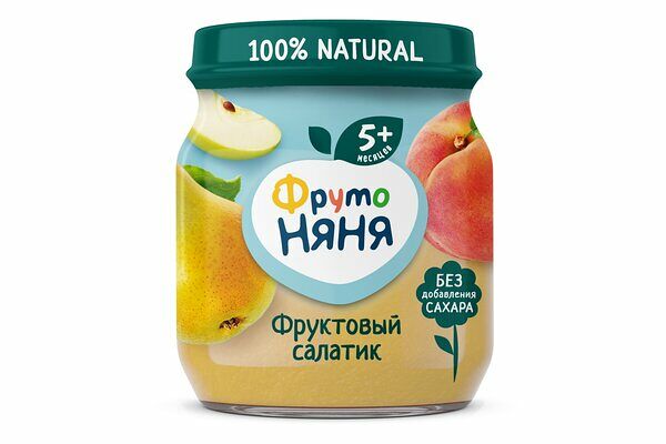 Пюре фруктовое Фрутоняня Фруктовый салатик из яблок груш и персиков с 5 месяцев