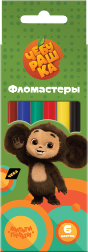 

Фломастеры МУЛЬТИ-ПУЛЬТИ Чебурашка, 6 цветов, смываемые, Арт. ФЛЧБ_53014