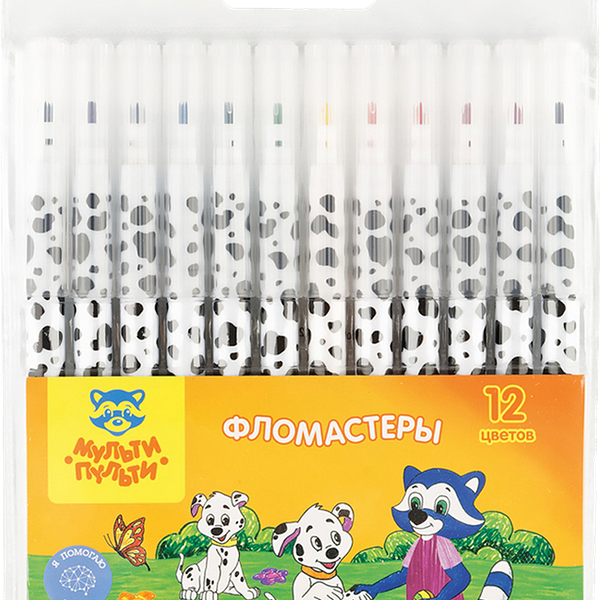 Фломастеры Рельеф-центр Мульти-Пульти 12 цветов смываемые