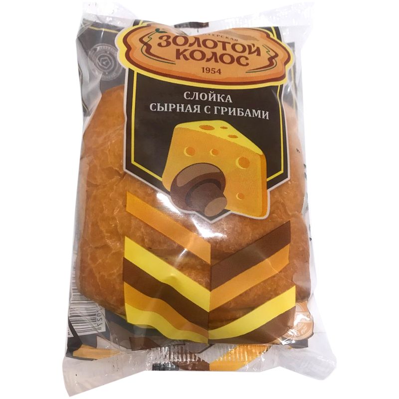 

Слойка Золотой колос сырная с грибами дрожжевая, 70 г