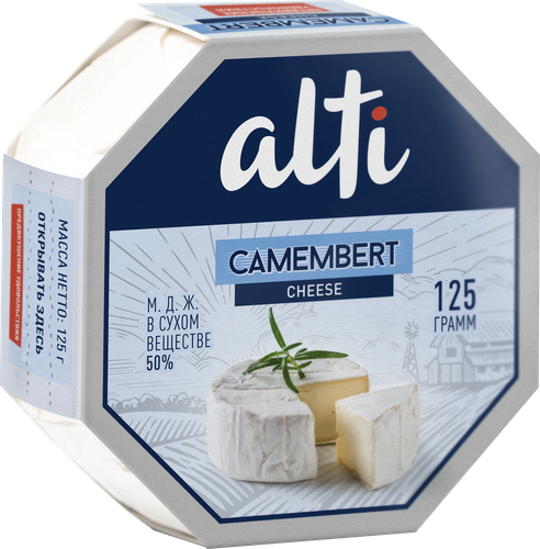 

Сыр камамбер Alti с белой плесенью 50% БЗМЖ 125 г