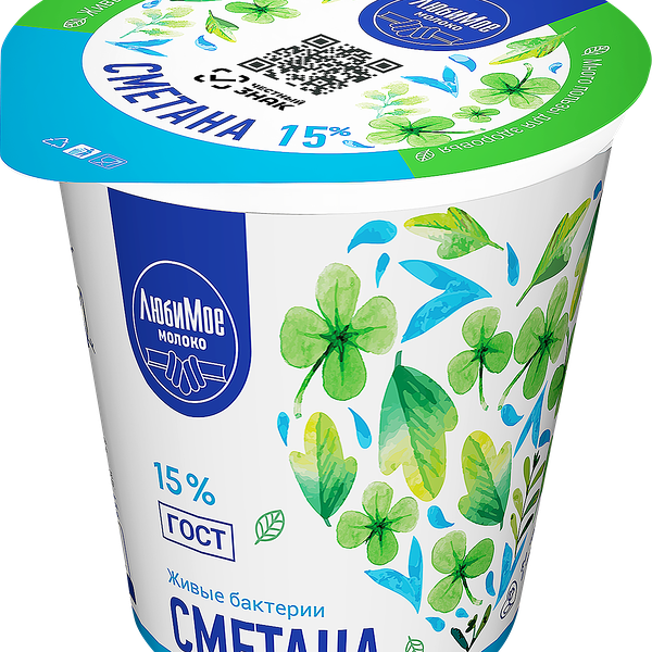 Сметана Любимое молоко 15% 300 г