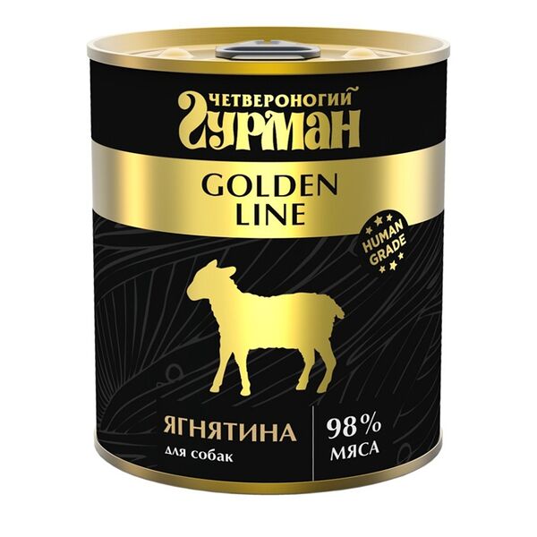 Влажный корм для собак Четвероногий Гурман Golden line, ягнёнок в желе, консервы, 340 г