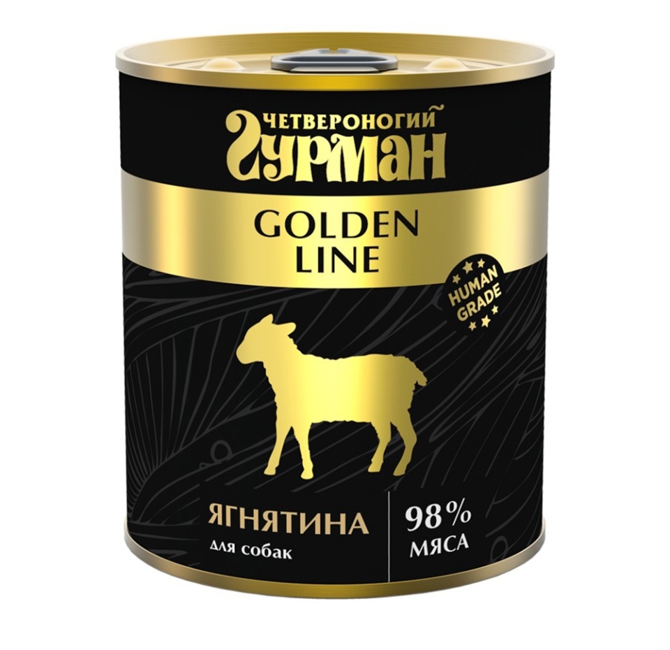 

Влажный корм для собак Четвероногий гурман Golden line ягнёнок в желе консервы 340 г