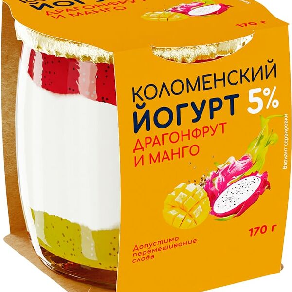 Йогурт Коломенский Питайя, манго и семена чиа 5% 170 г