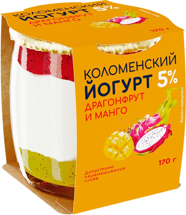 

Йогурт Коломенский Питайя, манго и семена чиа 5% 170 г