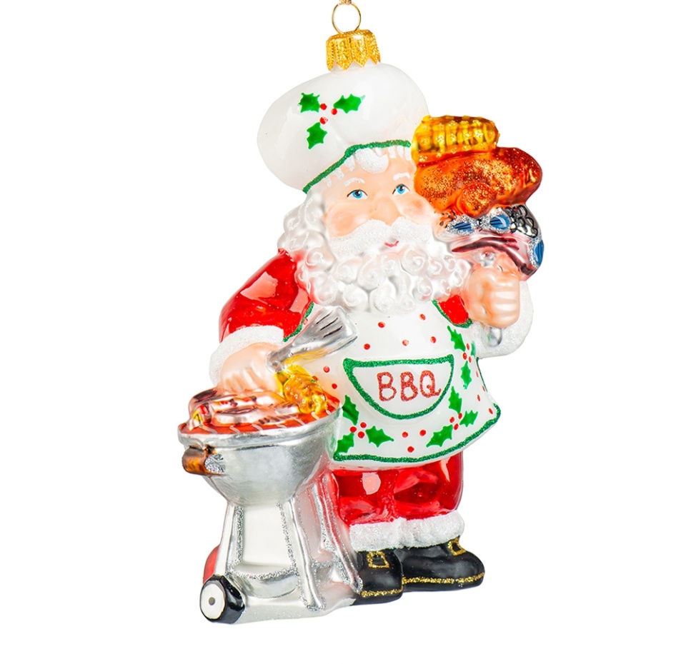 

Санта на барбекю, игрушка для елки, Impuls, стекло 1шт Польша