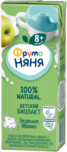 

Биолакт ФрутоНяня с зеленым яблоком 2,9%, без змж