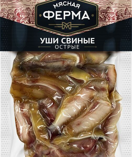 Уши Мясная ферма свиные острые копчено-вареные 100г