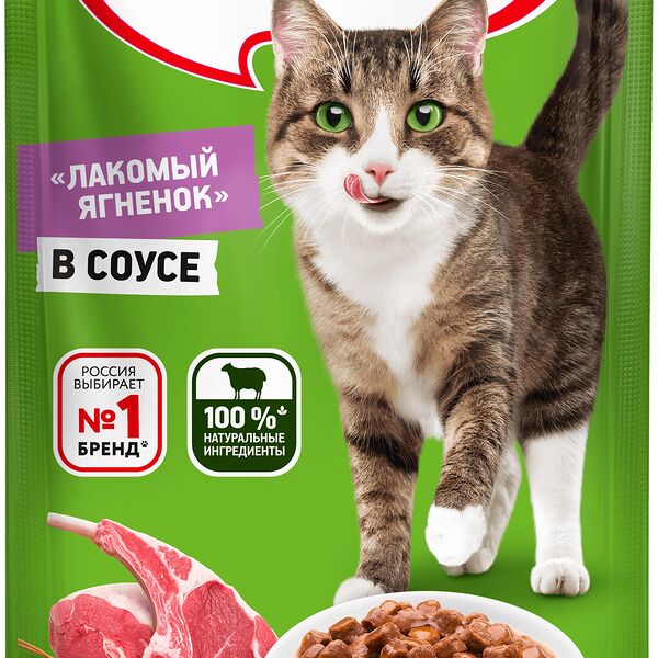 Kitekat пауч для кошек (кусочки в соусе) Ягненок