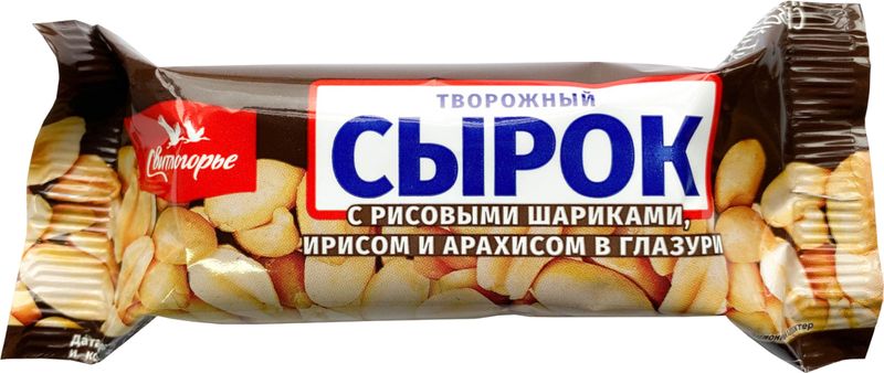 

Сырок Свитлогорье Творожный с рисовыми шариками, ирисом и арахисом 23% 50 г