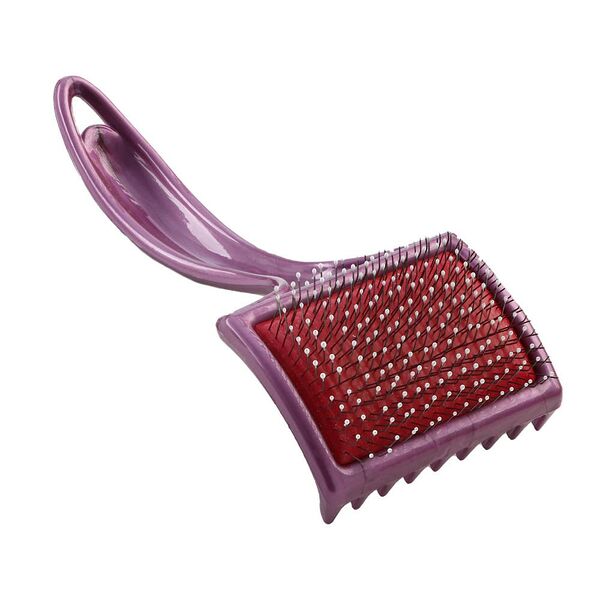 Щётка-пуходёрка для животных ПИЖОН мягк.с каплями, увелич.кол-во зубцов, осн-е 68х48мм, бордовая