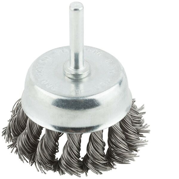 Корщетка чашка, с штифтом, стальная витая проволока 65 мм
