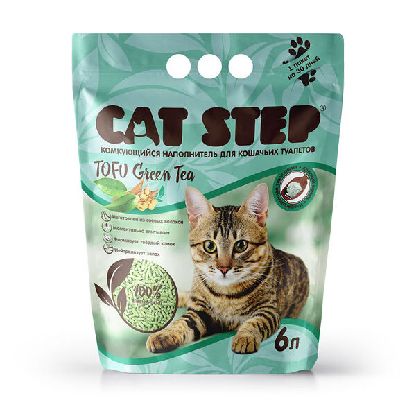 Наполнитель Cat Step Tofu Green Tea комкующийся для кошек 6 л