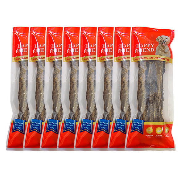 Лакомство для собак HAPPY FRIEND Рубец говяжий для средних и крупных пород (упаковка - 10 шт)