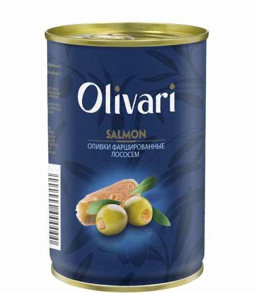 Оливки зеленые фаршированные лососем Olivari вес 300г
