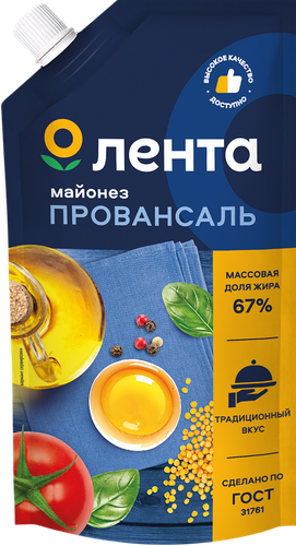 

Майонез Лента Провансаль 67%, 240 мл