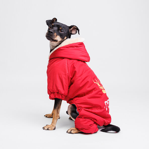Комбинезон с оленем для собак, XL, красный